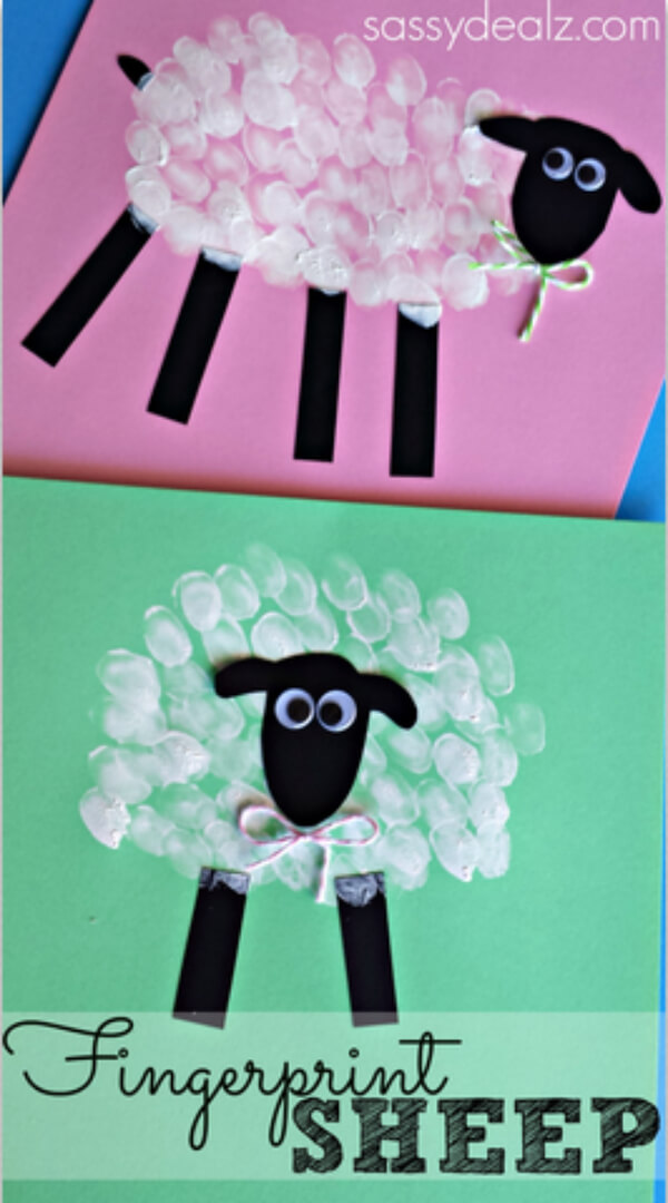 Very Easy Fingerprint Sheep Craft For Kindergartners
