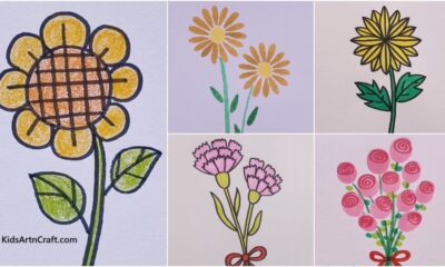 Simple Flower Drawings for Kids
