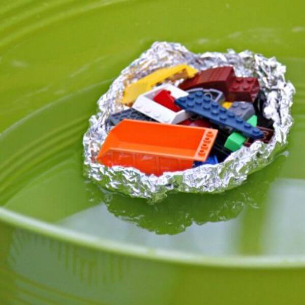 Easy To Make Aluminium Foil Boat Carrying Legos