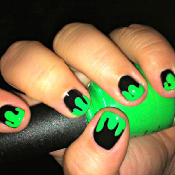 Halloween Slime Nails Artwork Ideas For Little Girls