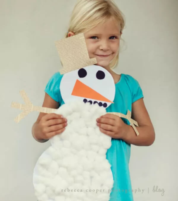 Cotton Snowman Craft For Kids