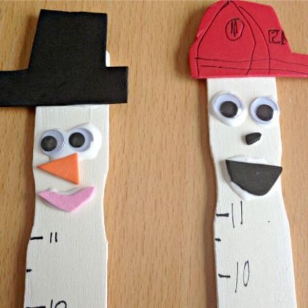 Creative Snowman Snow Measure Made With Craft Stick & Foam Sheets Scientific Learning About Weather For Kids