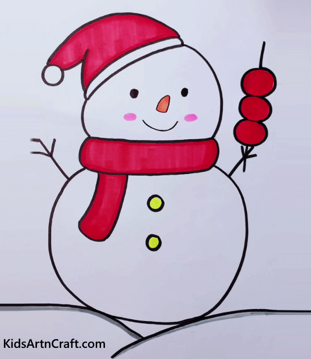 Cute Snowman Drawing For Kids