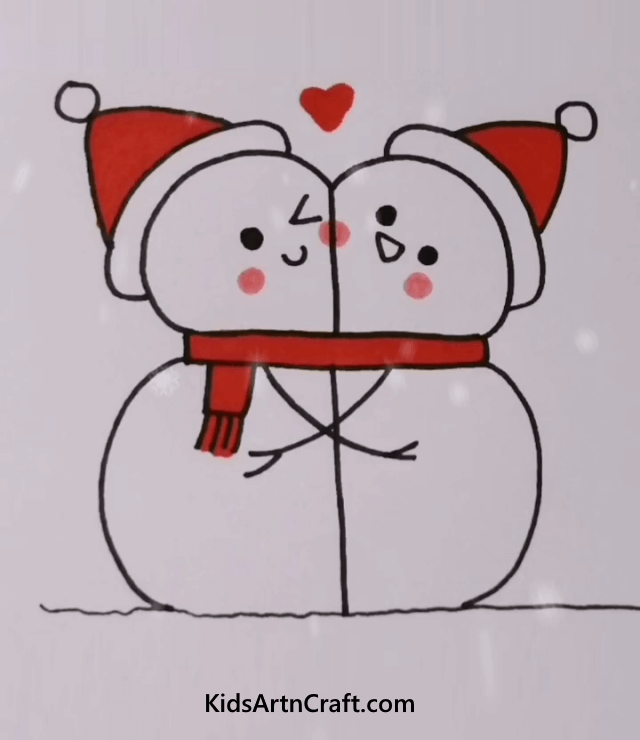 Twin Snowman Simple Drawing Ideas For Winters