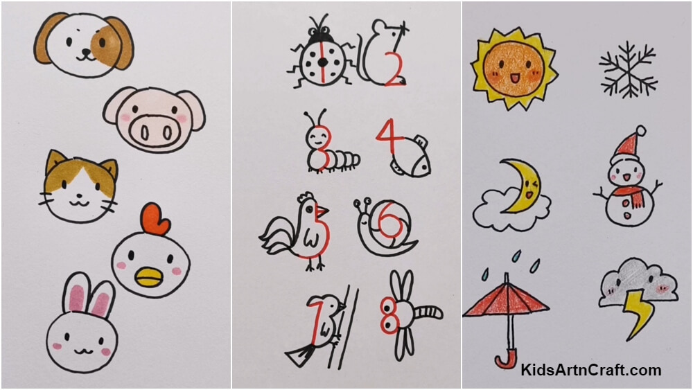 Super Easy Drawings for Kids - Animals, Leaves & More