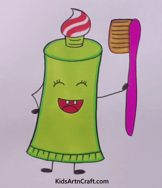 Simple Colorful Drawings For Kids Toothpaste-Toothbrush Drawing