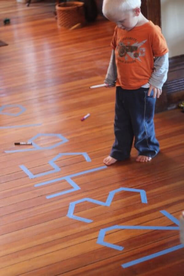 Easy To Trace Numbers On Tape For Kids On the Floor
