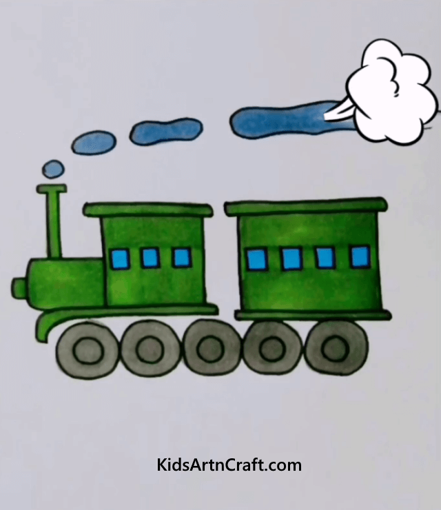 Train engine Vehicles Drawing Ideas For Kids