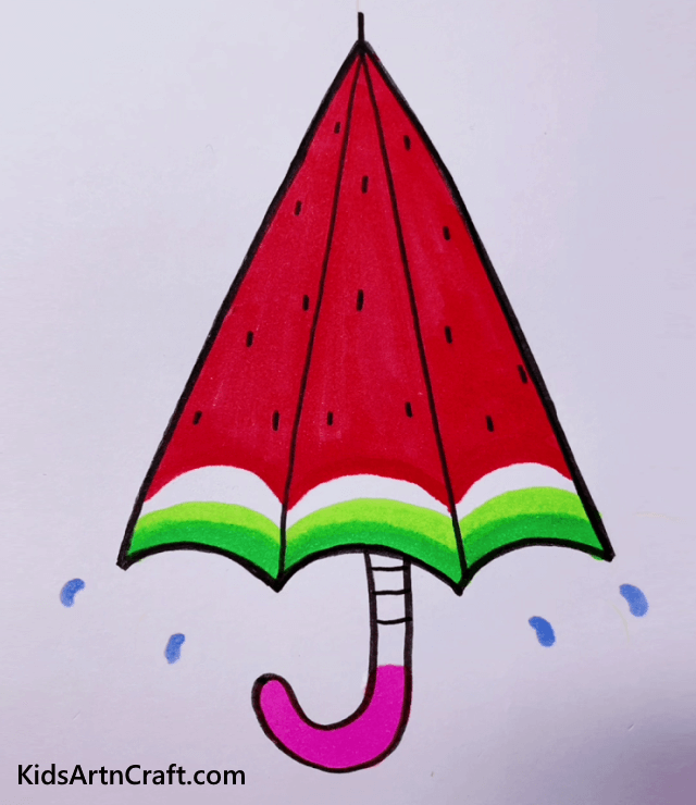 A Cute Fruity Umbrella Drawing For Kids