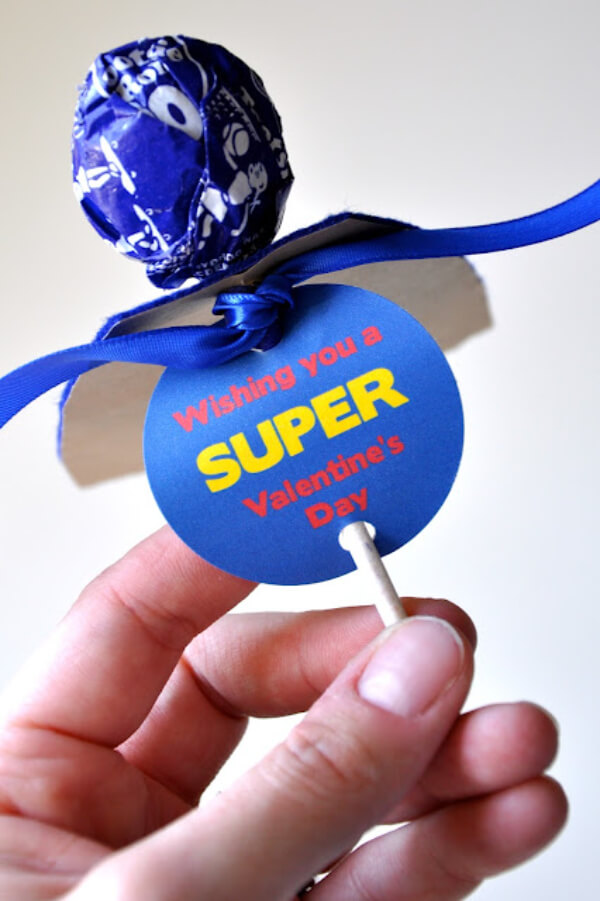 Handmade Valentine's Day Gift Idea In Lollipop Shape Super Hero Party Ideas for kids