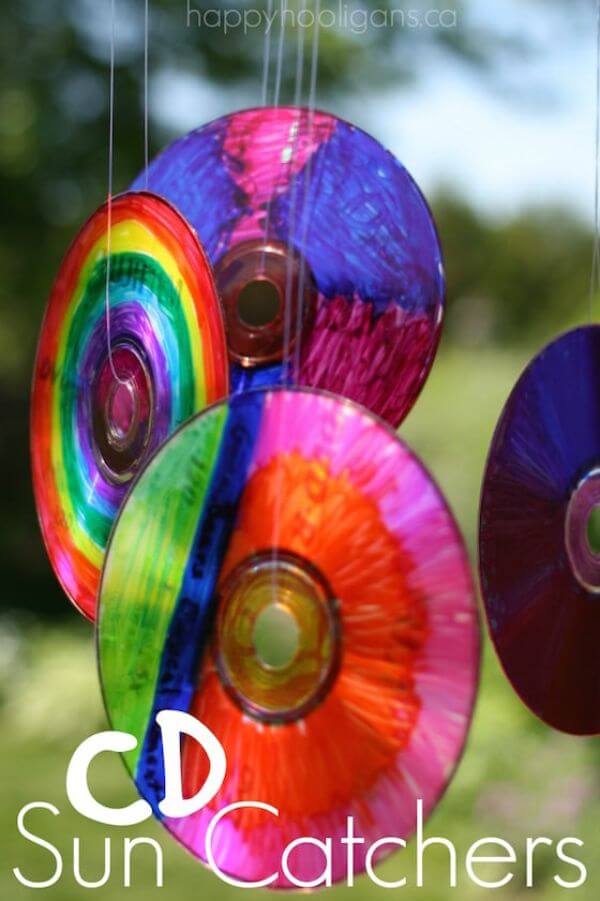 Vivid Cd Sun-catchers Recycled CD Craft Ideas For kids