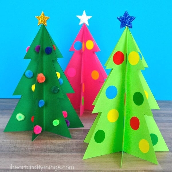 Adorable 3-D Christmas Tree Craft For Preschoolers