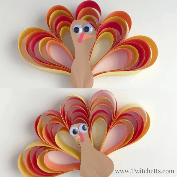  3D Construction Paper Turkey Craft For Kids