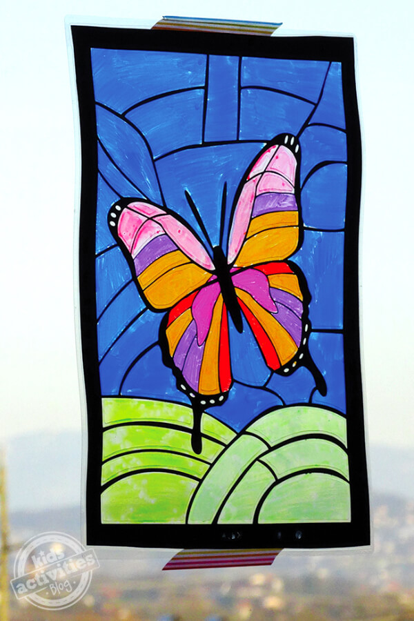 Simple Stained Glass Butterfly Art For Windows