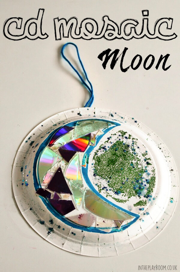 Easy-Peasy CD Mosaic Moon Craft 