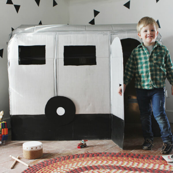  DIY Cardboard Camper Playhouse