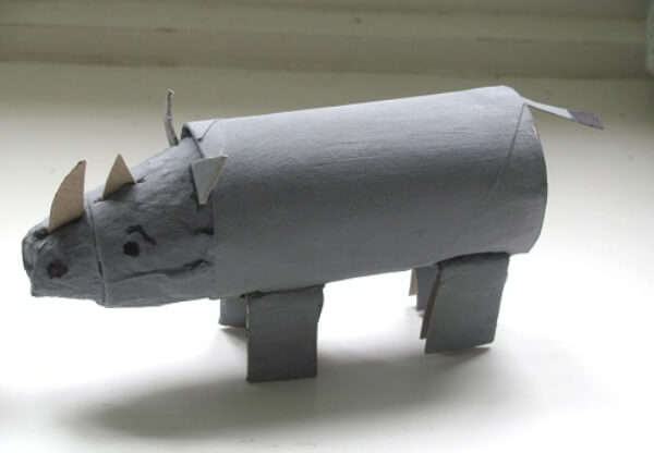 Simple Cardboard Roll Rhino Crafts For Kids
