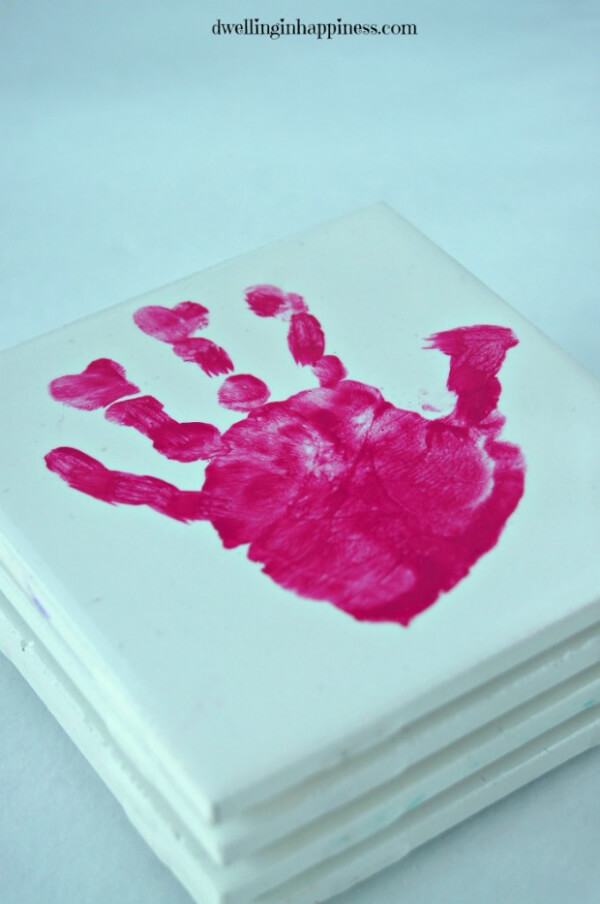 Easy DIY Mother's Day Gifts & Cards DIY Handprint Coasters for Mother’s Day