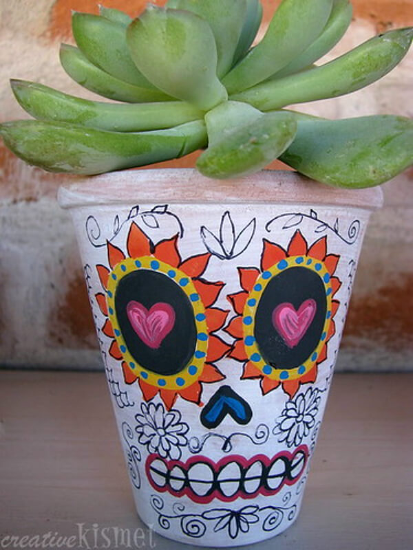 Decorative Skull Face Painting Planters