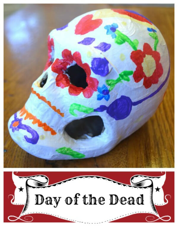 Colorful Skull Made Using Paper Mache