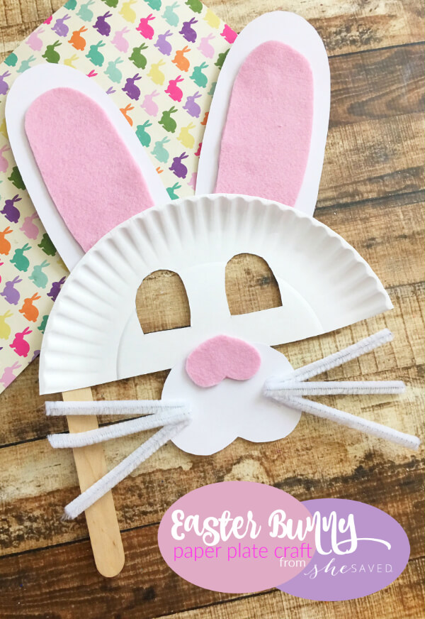 Easter Bunny Paper Plate Mask Craft For Preschoolers