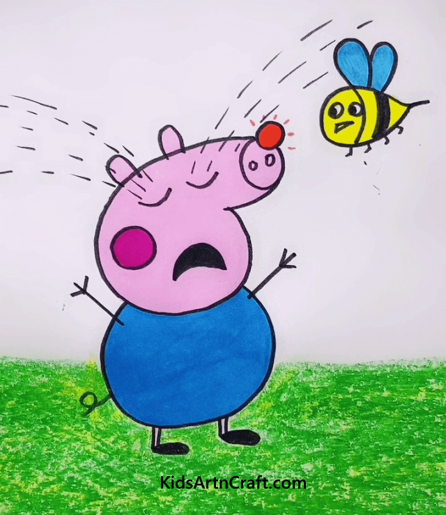 George Pig Got Stung by a Bee Little Pig Let's Draw It Quick