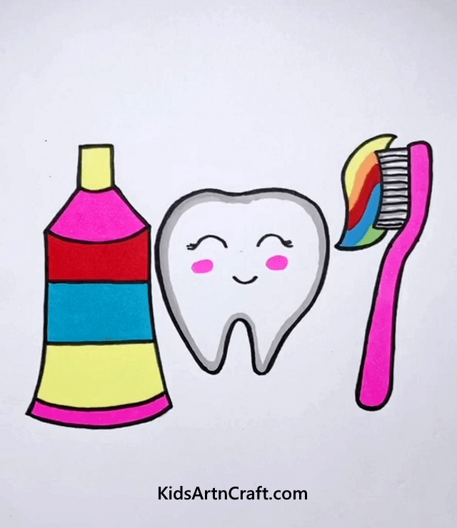Brush, Toothpaste, and Tooth