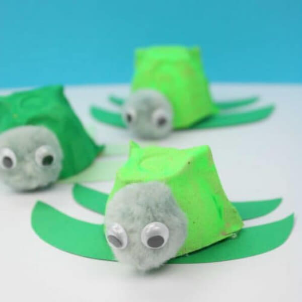 Cute Baby Turtle From Egg Cartons Craft & Activity For Kids