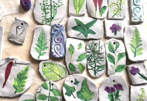 Earth Day Activities– Clay Imprints With Plants And Flowers