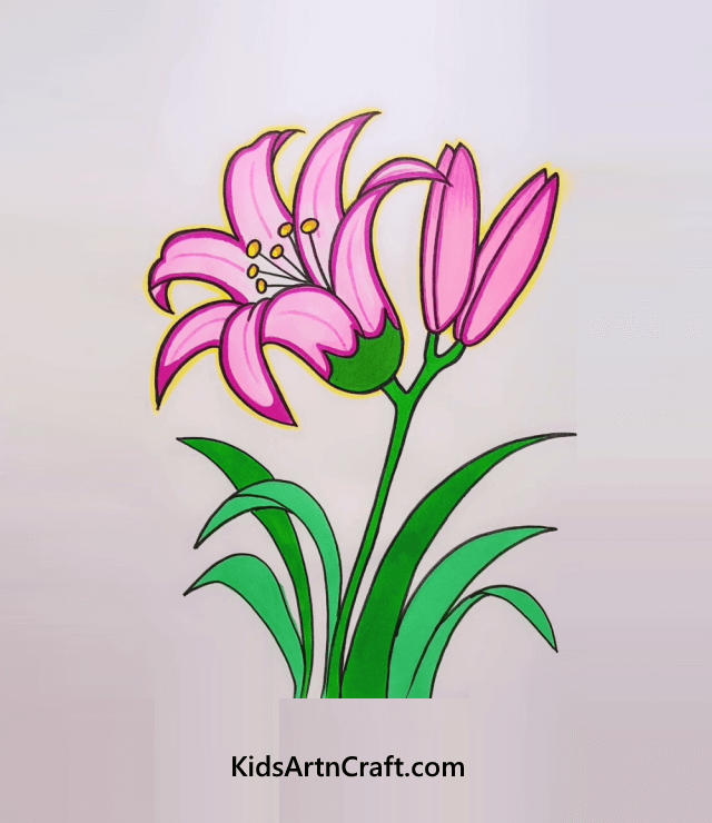Baby pink lily flower Flower Drawing Ideas For Kids