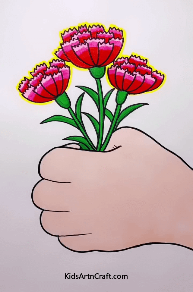 Red and pink flower Flower Drawing Ideas For Kids