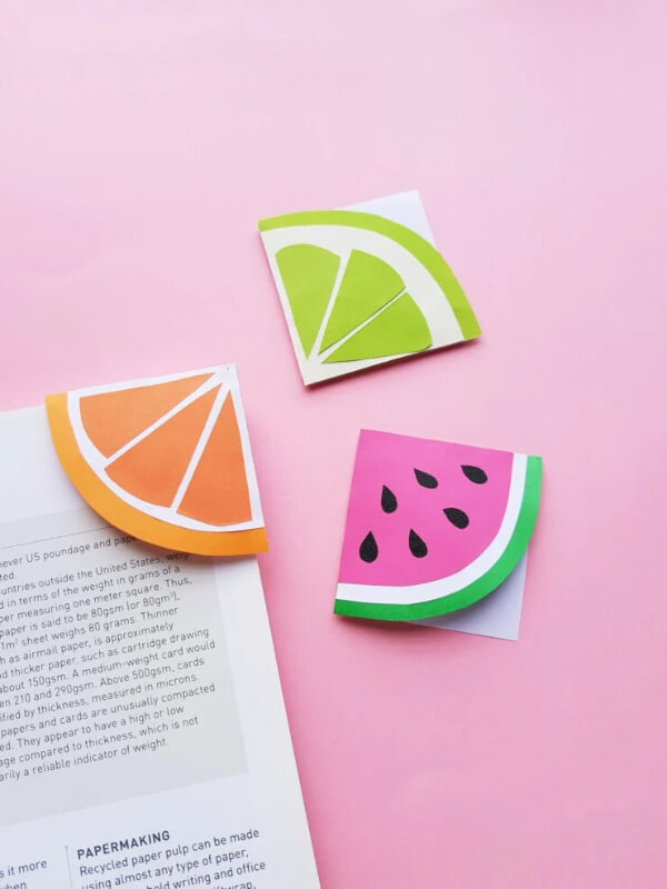 Easy DIY Bookmarks Ideas Fruit Slice Corner Bookmark