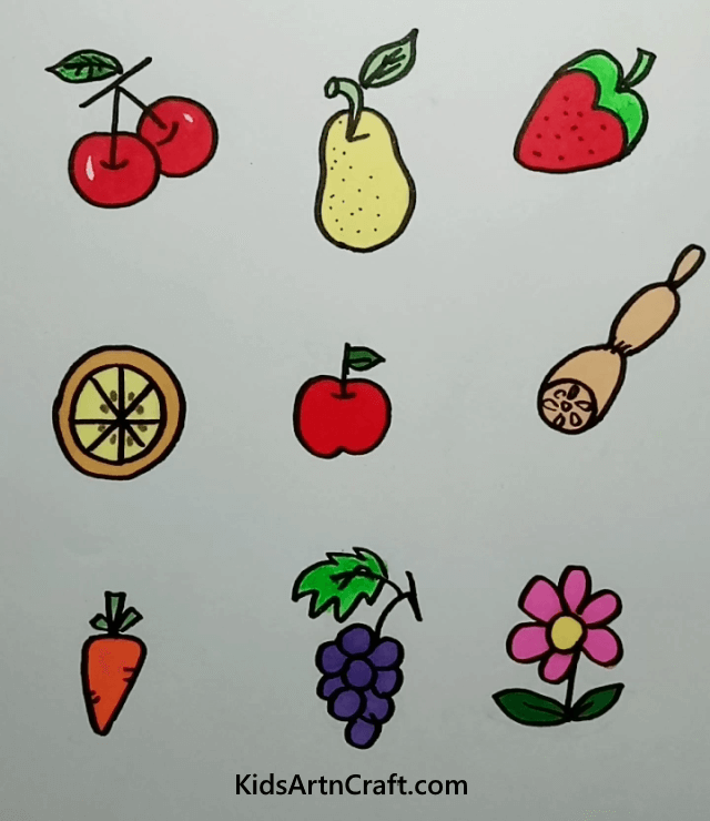 Healthy Eatables Fruits And Vegetables Drawing Project For Kids