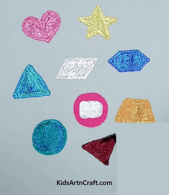 Glitter Pen Drawings For Kids Different Shapes