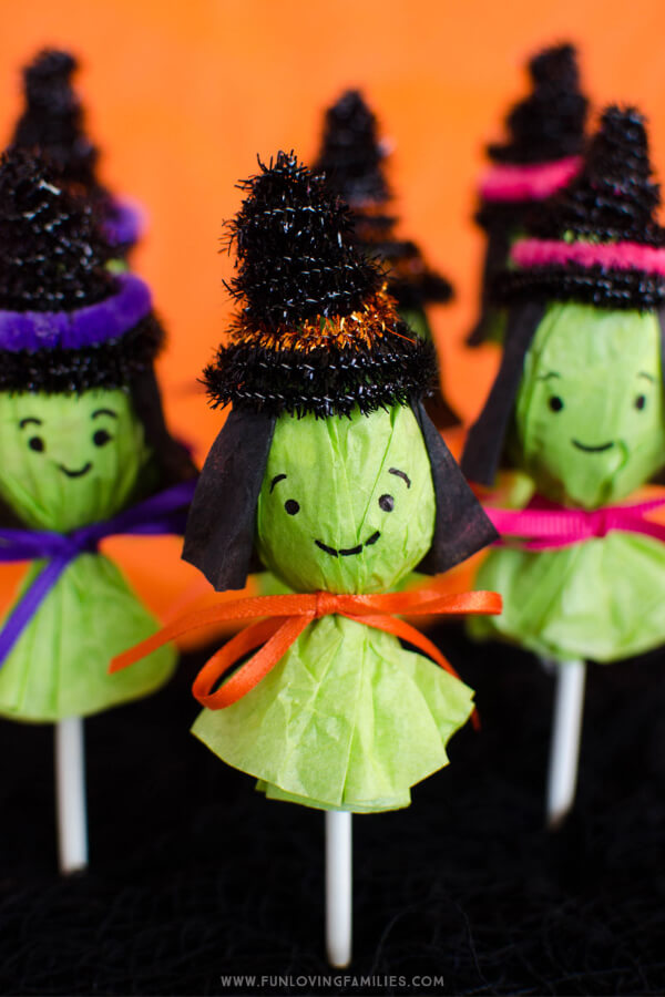 Adorable Lollipop Witches Craft Ideas For Halloween Decoration kids
