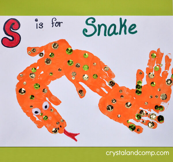 Alphabetic Snake Handprint Art