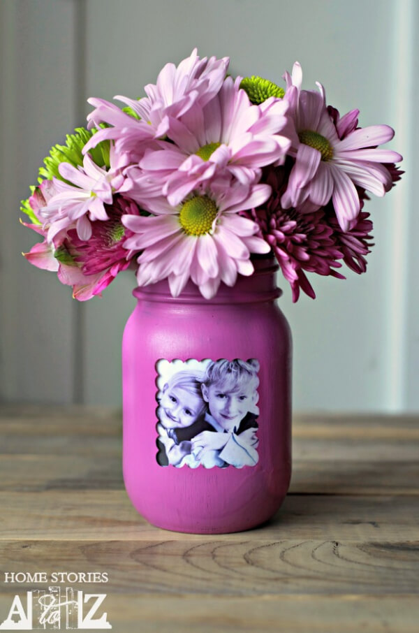 Mason Jar Picture Frame Gift For Mom