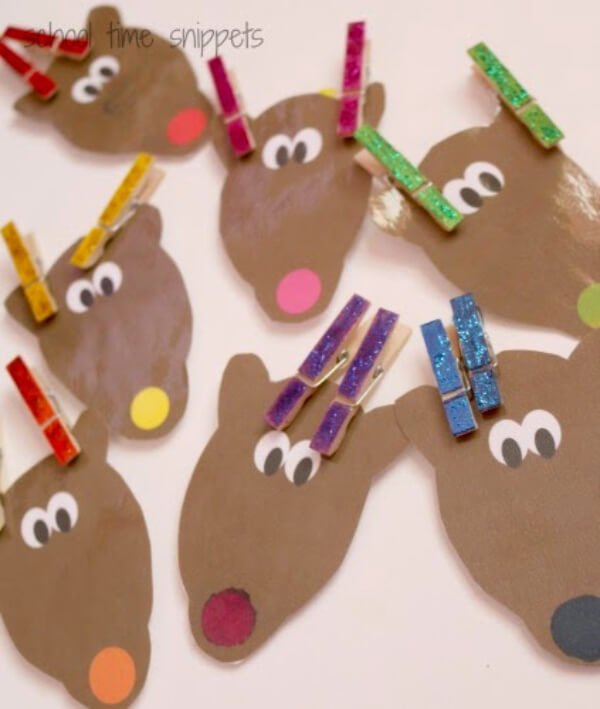 Deer Crafts & Activities for Kids Color Matching Reindeer Clothespin