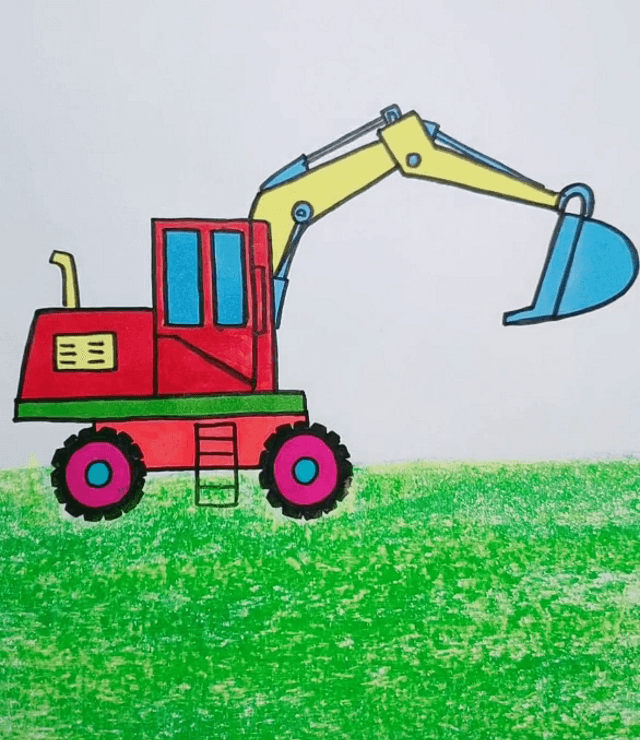 Construction Vehicle Drawings for Kids Excavator with wheels