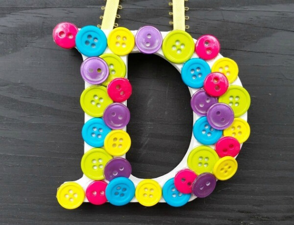 Button Initial Craft Activities For Preschoolers On Mother's Day