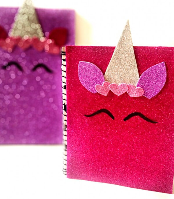 DIY Amazing Unicorn Glittery Notebook Craft For Preschoolers