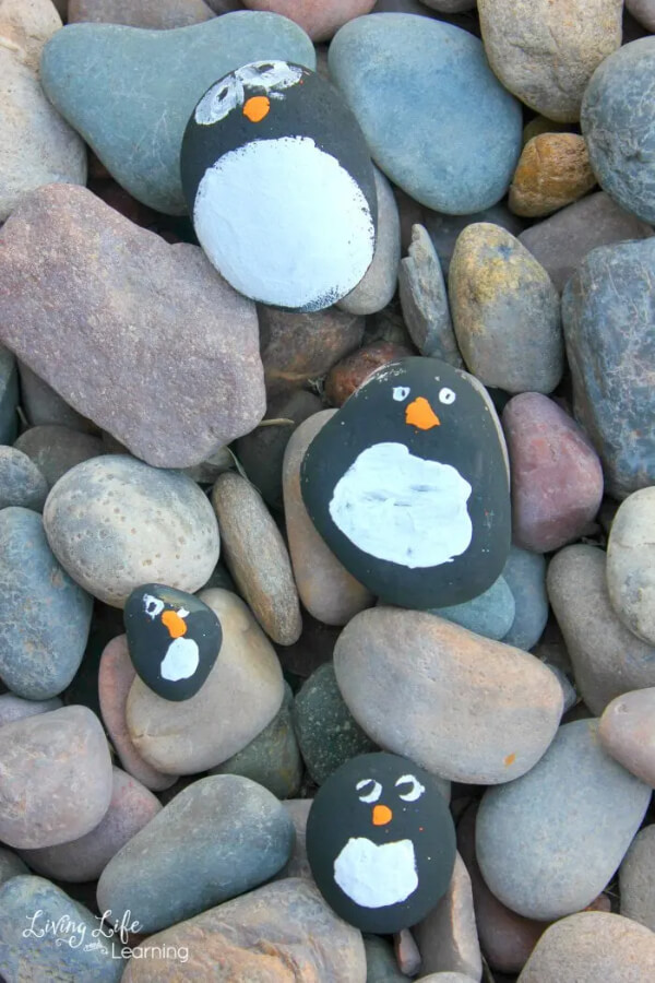 Rock paint Penguin Craft Penguin Craft Ideas For Kids