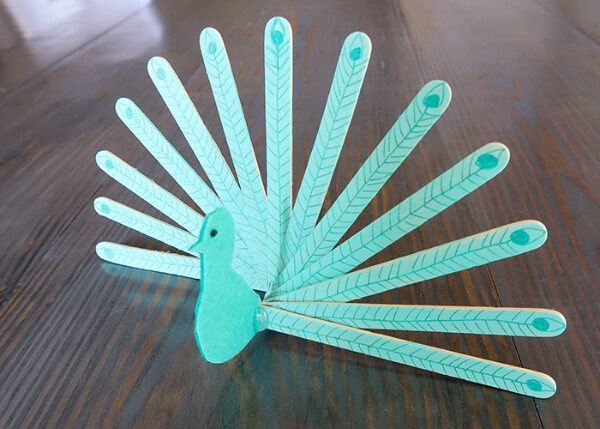 Popsicle stick Peacock craft 