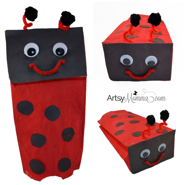 How To Make The Paper Bag Ladybug Puppet 