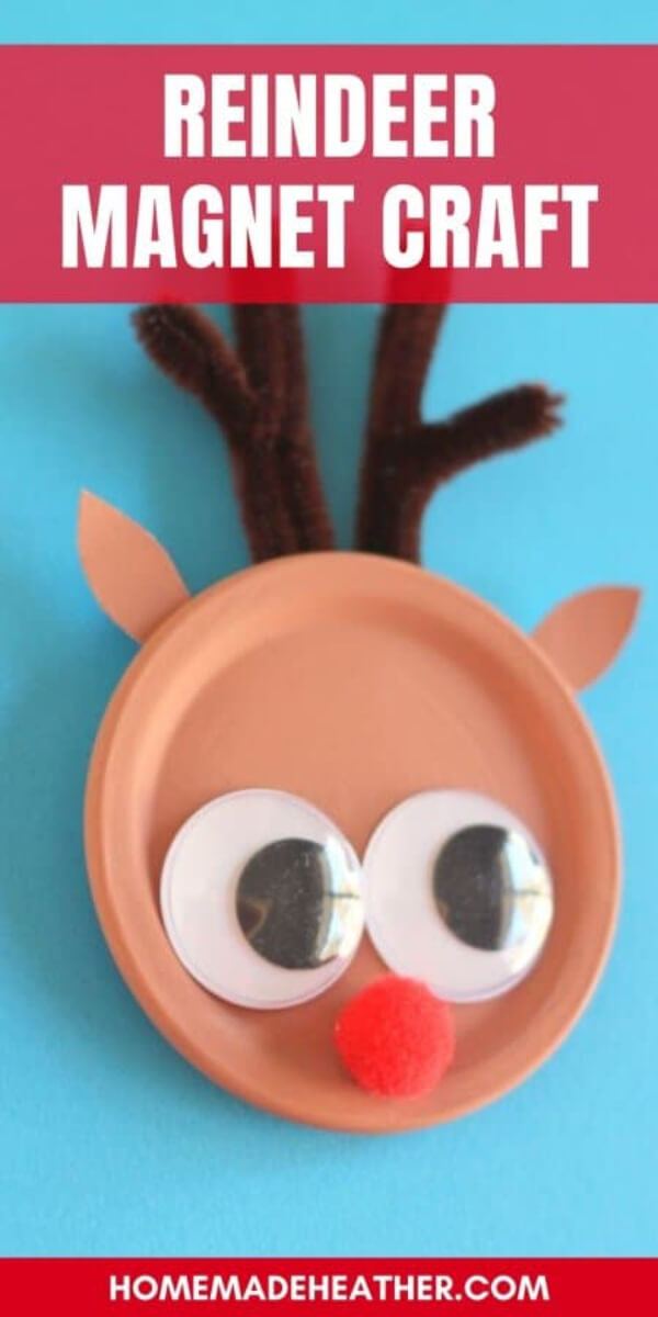Deer Crafts &amp; Activities for Kids Snap Lid Reindeer Magnet Craft