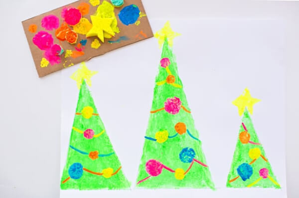 Sponge Painted Christmas Tree Art