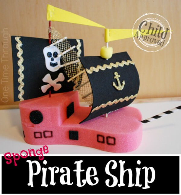 Fun Sponge Pirate Ship Craft Decoation At Home