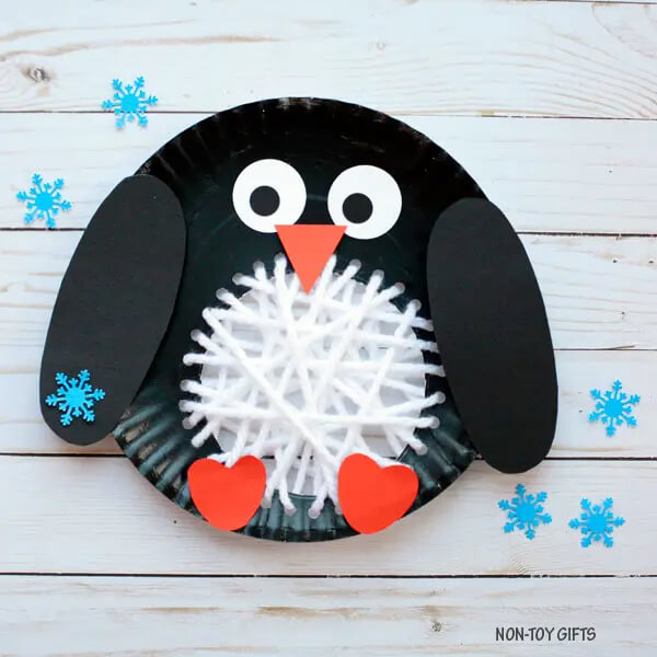 Paper Plate Penguin Craft with a Net Belly