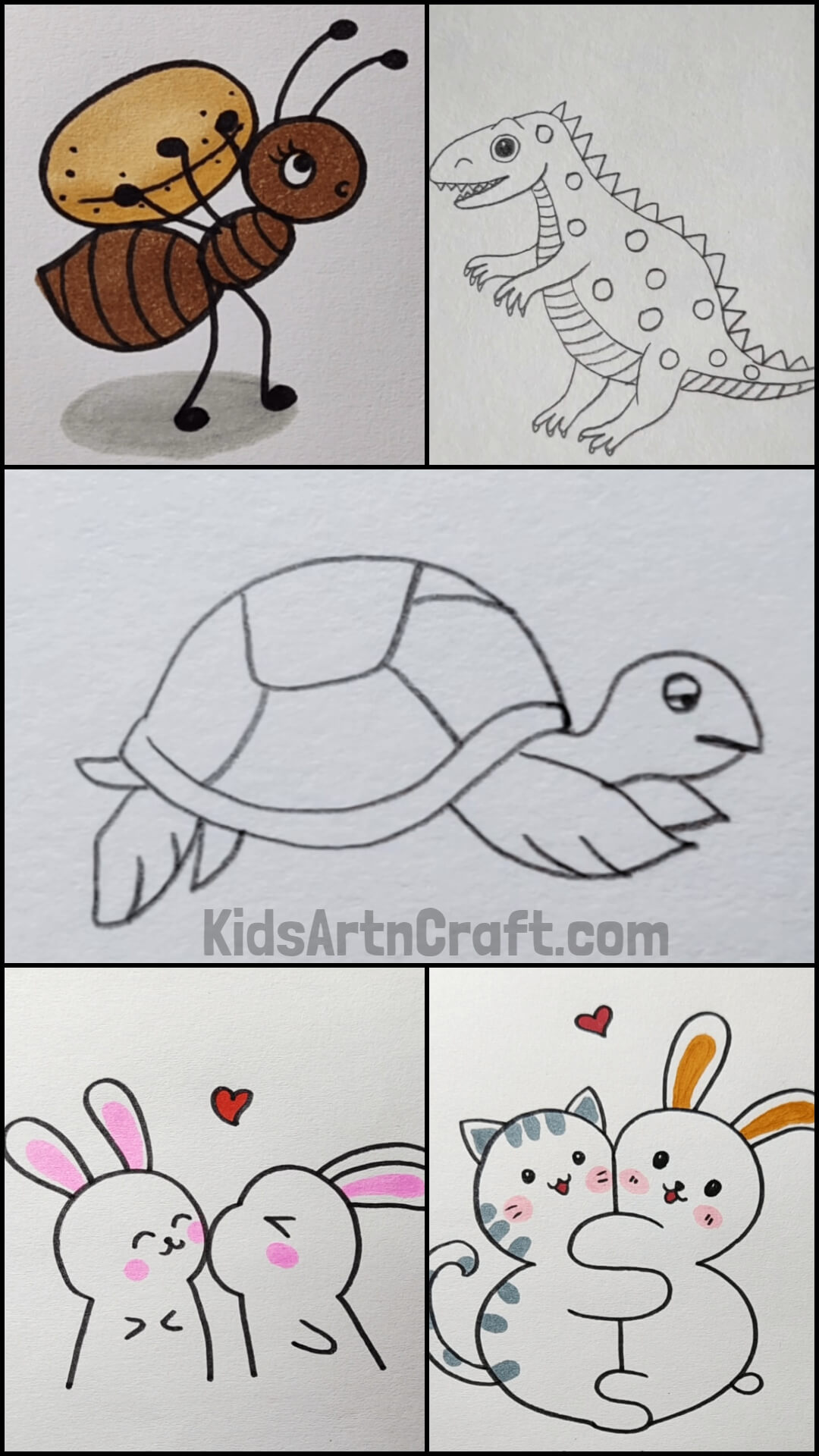 Simple Animal Drawings for Kids - Ant, Crab, Flamingo & More