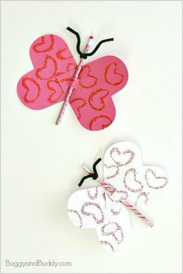Homemade Butterfly Pencil Craft For preschoolers Valentine's Caterpillar & Butterfly Craft Ideas
